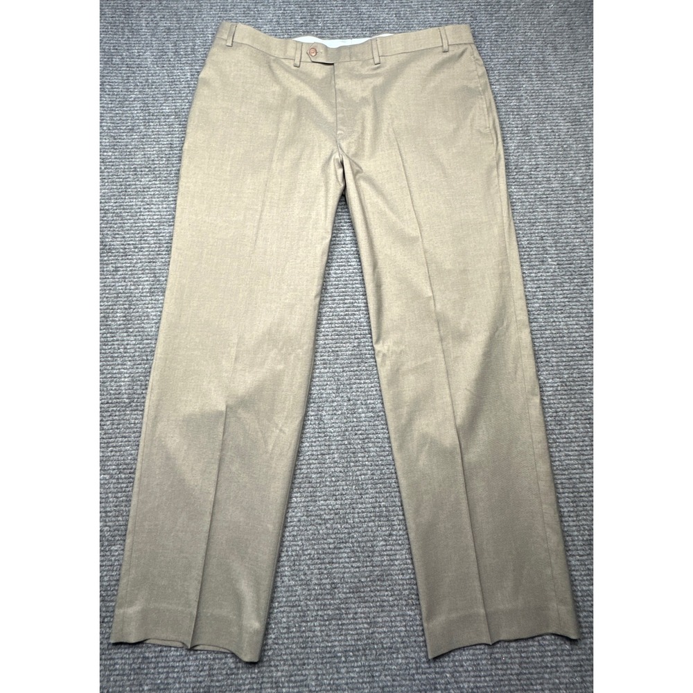 Ralph Lauren Dress Pants Men 40x30 Brown Flat Front Wool Blend Professional